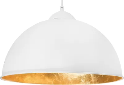 Produktbild von BELIANI Hängeleuchte Weiß und Gold Metall Halbkugel Industrie Look für Wohn- Schlaf- und Esszimmer