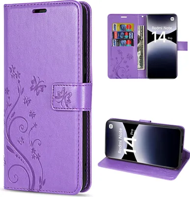 Produktbild von Hülle für Xiaomi Redmi Note 14 Pro 5G, Handy Tasche Handyhülle Wallet Case Flip Cover in Lila