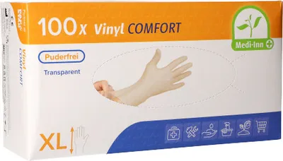 Produktbild von Papstar Medi Inn Handschuhe Vinyl puderfrei transparent XL 100 Stück