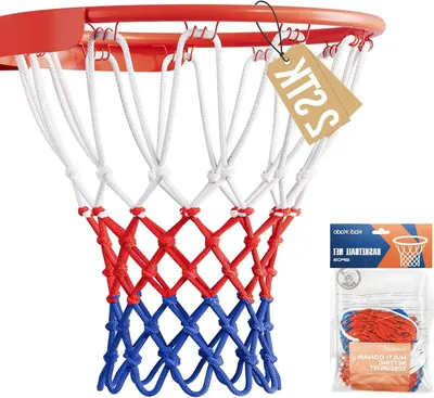 Productafbeelding van Basketbalnet Set - Net Vervanging - Buiten Sporten - Anti-Knoop Ontwerp - 2 Stuks - Wit Rood Blauw