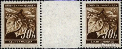 Produktbild von Briefmarken Böhmen und Mähren 1941 Mi 64ZW Zwischenstegpaar (kompl.Ausg.) postfrisch Lindenzweig