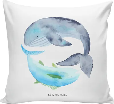 Produktbild von Mr. & Mrs. Panda zier kissen Walfisch Thunfisch - Weiß - Geschenk, Motivkissen, Kuschel, Spruch Lustig, kuschelkissen 40x40, Lustige Sprüche, Tunfisch, Des Tages, 40 x 40
