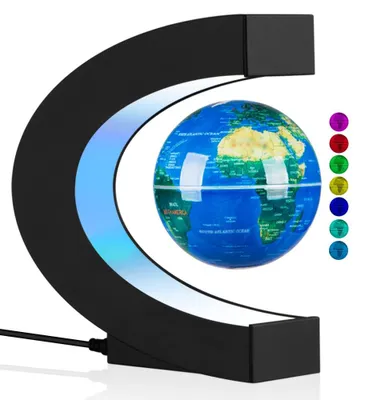 Productafbeelding van Zwevende globe met LED-verlichting - Draaibare globe voor thuis en kantoor
