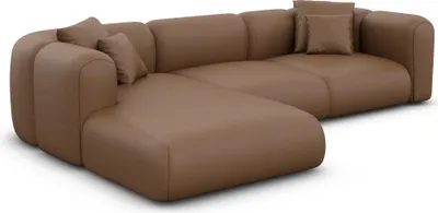 Produktbild von Echtleder L-Form Sofa Belio Braun Links
