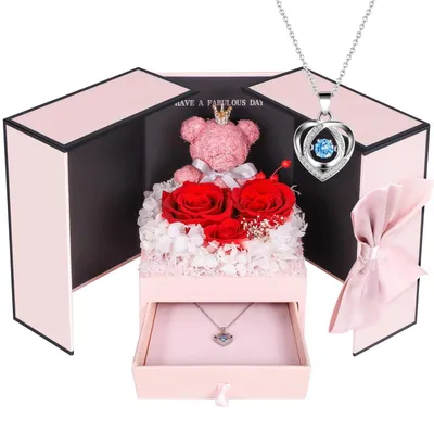Image de Éternelle Rose avec Collier en Forme de Cœur pour les Mères