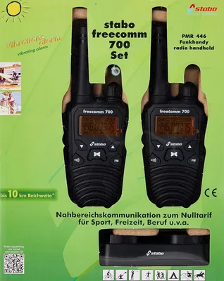 Image de Téléphone mobile sans fil Freecomm PMR-446, portée jusqu'à 10 km, ensemble de 700 pièces, couleur noire