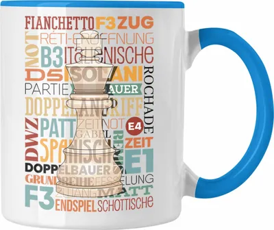Produktbild von Trendation - Schach Tasse Geschenk für Schach-Spieler Profis Lustiger Spruch Grafik (Blau)