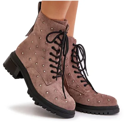 Zdjęcie produktu dla Zdobione Botki Workery Damskie Ocieplane D&A MR880-017 Taupe 38