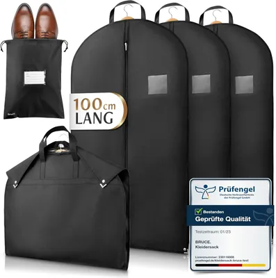 Productafbeelding van Premium Kledingzak Met Schoenenzak - 100x60cm - Vochtbestendige en Ademend Kledinghoes Voor Pak, Jasje en Jurk