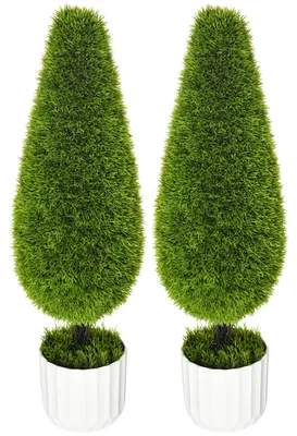 Produktbild von HOMCOM Kunstpflanze Zypresse 2er-Set 90 cm Künstliche Pflanzen Kunstbaum im Topf