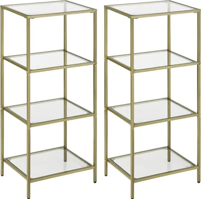 Produktbild von VASAGLE Bücherregal mit 4 Ablagen aus Hartglas einfacher Aufbau Standregal