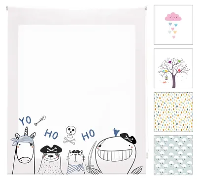 Kinder-Rollo Zoopirate, halbtransparent, 90x180 cm, Polyester