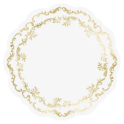 Produktbild von 150 Tischsets mit goldenen Ornamenten, weiß, Ø 35,5 cm