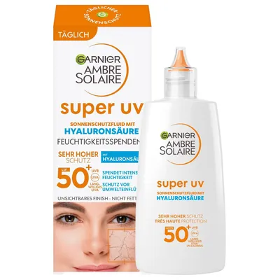 Produktbild von Garnier Amber Solaire Super UV Sonnenschutz Fluid Hyaluronsäure LSF 50+,  40ml