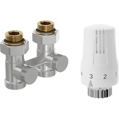 Zdjęcie produktu dla Mexen G01 zestaw termostatyczny dwururowy DN50, prosty 1/2"x3/4", nikiel - W912-012-918-01