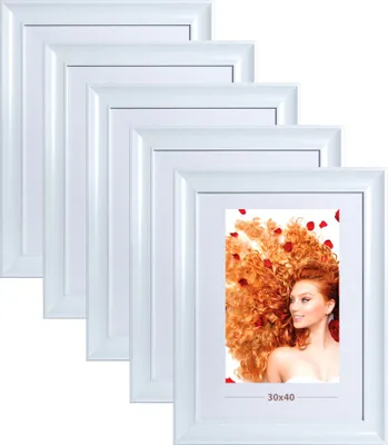 Produktbild von 2er 3er 5er Lifestyle Plexi Foto Rahmen Collage Wanddeko Poster 40D - Farbe: 5er Pack Weiss | Format: 50x70