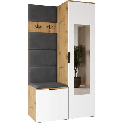 Obrázek produktu pro Předsíňová stěna se zrcadlem NELLI 1 dub artisan / bílá levá