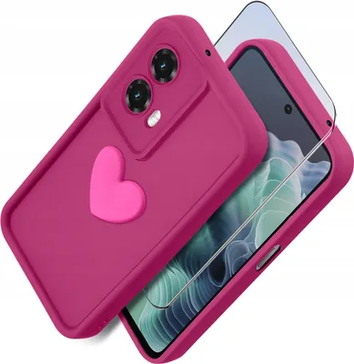Zdjęcie produktu dla Etui do Motorola Moto G35 5G silikonowe MATOWE serce + Szkło na ekran