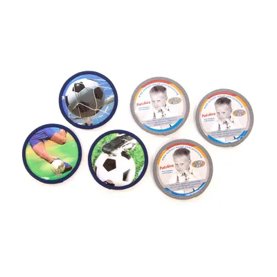 Produktbild von Patchie-Set 6-teilig Fußball zum Selbstgestalten, 3 Motiv- und 3 Blanko-Patchies