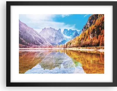 Produktbild von Gerahmtes Poster - Schwarzer Rahmen - Herbst Landschaft Berge - 40x30 cm - Wand Bild - Wanddeko - Wandbilder - Kunstposter - Wandposter - Bilderrahmen - Bilder - Kunstdruck - P2BAA40x30-4624