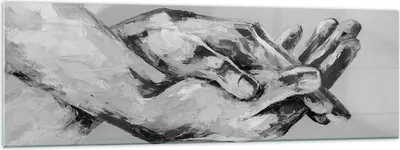 Produktbild von Bilder auf glas - Einteilig - Handschriftlich Hände Schwarzweiß - 160x50cm - Glasbilder - Wandbilder - Bilder - Wanddekoration aus Glas - Glas Bilder - Wandbild auf Glas - GAB160x50-4566
