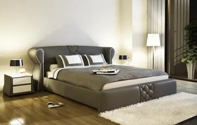 Produktbild von Leder Polster Bett Betten Hotel Klassisches Designer Doppel Ehe Schlafzimmer Neu