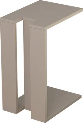 A 3D rendering of a modern C-shaped side table.