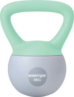 Obrázek produktu pro Kettlebell - Měkký kettlebell - 4 kg - S pískovou náplní - Protiskluzový úchop - Pro domácí silový trénink - Pro ženy - Na nohy - Zelený