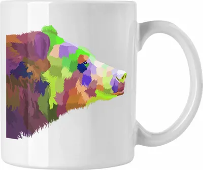 Produktbild von Trendation - Bär Poiygon Grafik Tasse Geschenk Bären Liebhaber Bunt (Weiß)