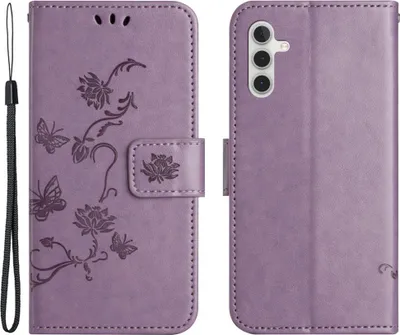 Produktbild von Samsung Galaxy A35 Hülle - Coverup Blumen & Schmetterlinge Klapphülle - Lila