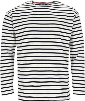 Produktbild von modAS Herren Shirt Bretonisches Streifenshirt - Ringelshirt Streifenshirt Langarmshirt mit Streifen aus Baumwolle in Weiß/Blau Größe 56