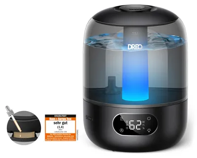 Produktbild von Dreo Luftbefeuchter Schlafzimmer Kaltnebel 30h 3L Top-Fill Feuchtigkeitssensor