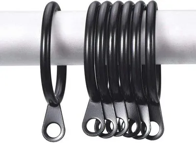 Produktbild von Schwarze Duschkurven-Set aus 20 - Metallische und Kunststoff-Kurvenhaken für Duschkurven und Fenster - 30 mm Innendurchmesser