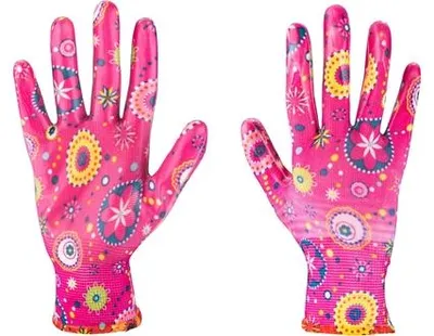 Obrázok produktu pre Extol Lady 8856674 rukavice záhradné polyesterové polomáčané v nitrile veľkosť 8