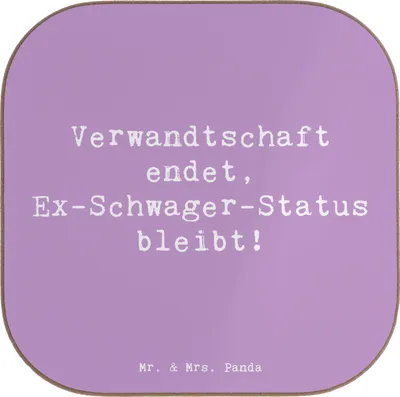 Produktbild von Mr. & Mrs. Panda Getränkeuntersetzer Spruch Ex-Schwager Erinnerung - Lavendeltraum - Geschenk, Beziehungsende, Untersetzer Glas, für Gläser, Tischschoner, Trennung