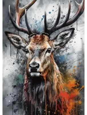 Produktbild von NORIMPEX Diamantov kleiner Ofen Hirsch ( Zeichnung)  30x40cm