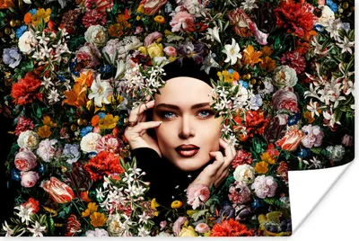 Produktbild von MuchoWow® Poster Blume - Frauen - Porträt - Botanisch 120x80 cm - Bilder