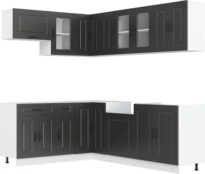 Produktbild von 11-tlg. Küchenschrank-Set Kalmar Schwarz Holzwerkstoff