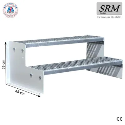 Produktbild von 2 Stufen Standtreppe Modell 2 Weiß, Breite 110 cm, Höhe 36 cm ohne Geländer