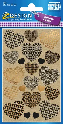 Produktbild von AVERY Zweckform ZDesign CREATIVE Geschenke-Sticker "HERZEN" 2 Blatt à 21 Etiketten