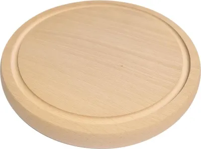Zdjęcie produktu dla Deska do krojenia drewniana okrągła 20 cm z rowkiem – taca kuchenna