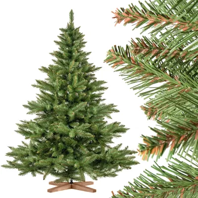 Produktbild von FairyTrees Weihnachtsbaum künstlich 180cm NORDMANNTANNE mit Christbaum Holzständer |  |  Tannenbaum künstlich mit grünem Stamm |  EU
