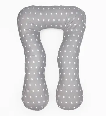 Produktbild von KINGSIZE Schwangerschaftskissen Seitenschläferkissen Stillkissen Typ U Typ A 330 cm XXXL Lagerungskissen Relaxkissen ink.Bezug Sternchen Grau LOOLAY®