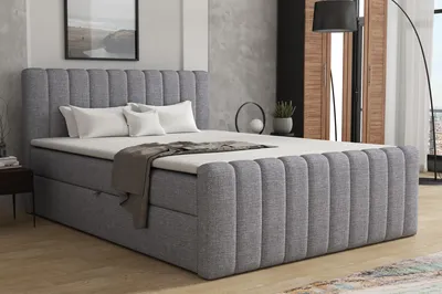 Produktbild von MR GROUP Boxspringbett mit Bettkasten ASTI, 160x200, hellgrau, H3 geflechtes Stoff Polsterbett mit Matratze, Topper Doppelbett Bett für Schlafzimmer