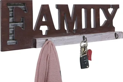 Produktbild von Wandgarderobe HWC-A91 Family, Garderobenpaneel, Landhaus Holz Metall