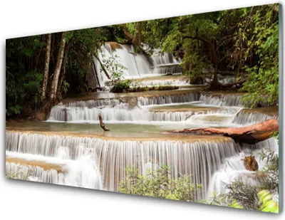 Produktbild von Acrylglasbilder 100x50 Wandbild Druck Wasserfall Wald Natur