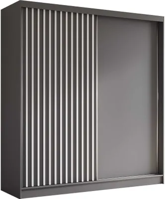 Produktbild von AGMAT Schwebetürenschrank Nevada, Kleiderschrank mit 2 Türen, Moderne Garderobe in Farbe: Graphit, Schrank in Größe: 200 x 216 x 61 cm