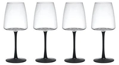 Productafbeelding van Mikasa Palermo set van 4 kristallen witte wijnglazen, 400 ml, set wijnglazen wit met zwarte steel, 100% loodvrij kristal - cadeauverpakking, vaatwasmachinebestendig
