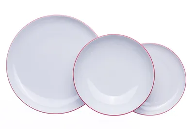 Obrázek produktu pro Tom, talířová sada, červený proužek, Thun, 18 dílná