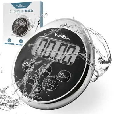 Produktbild von Vultec Dusch-Timer - Digital Waterproof Timer - Badezimmeruhr - Duschuhr - showertimer - küchentimer - IPX7